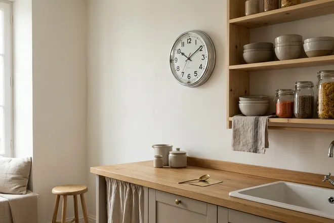 Une horloge dans un intérieur de style cuisine
